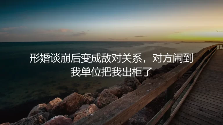 形婚谈崩遭对方闹到单位出柜：从敌对僵局到止损破局的全指南